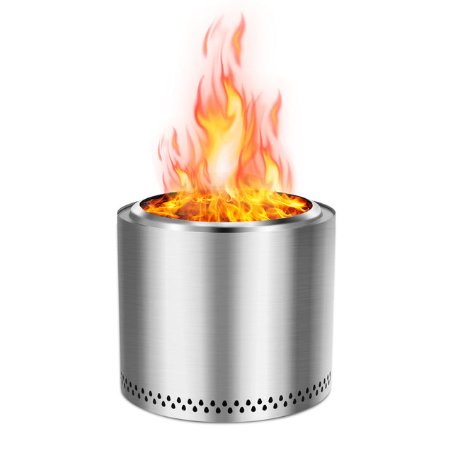 Premium 19" Stainless Steel Smokeless Fire Pit - Portable & Easy to Clean - Silver