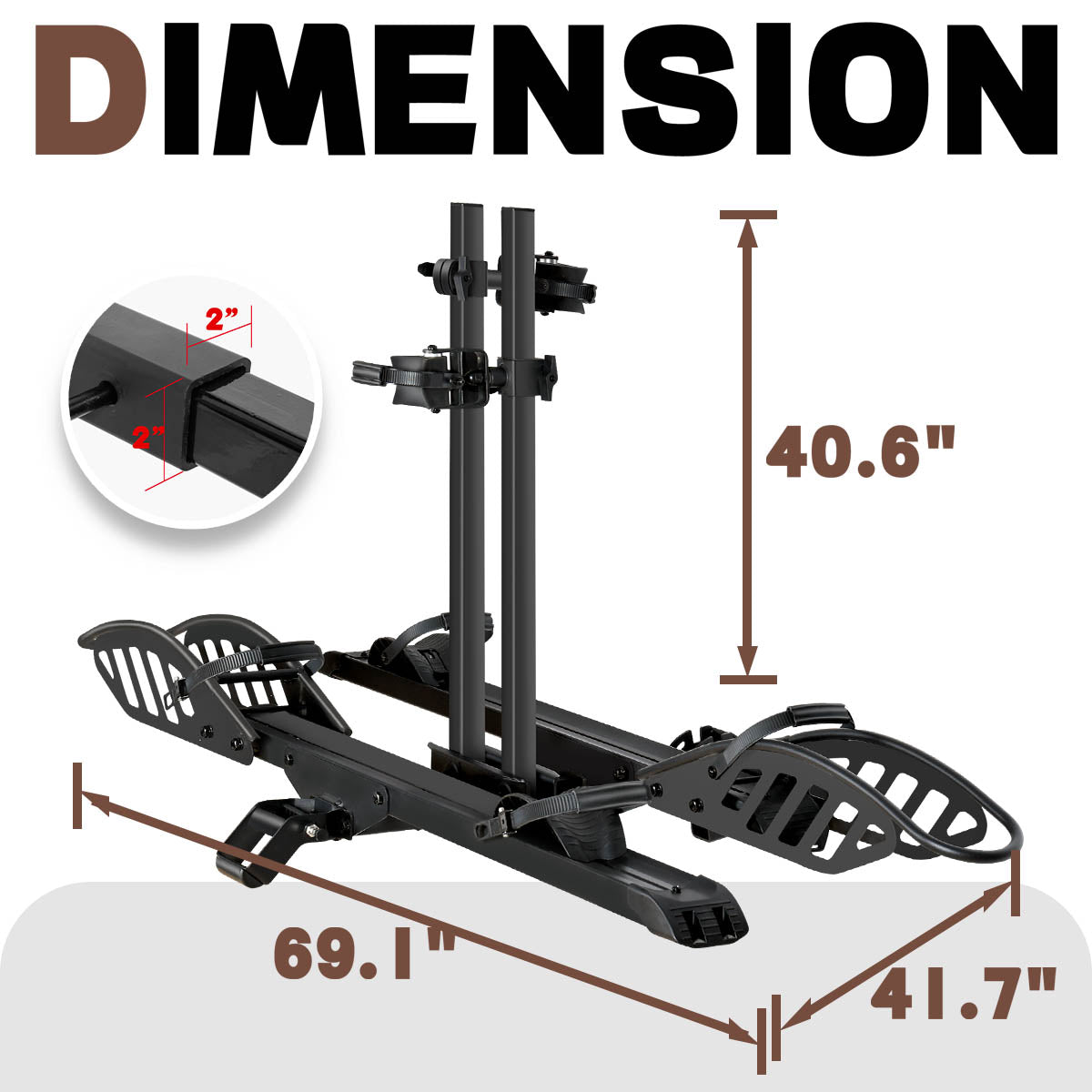 2-Bike Hitch E-Bike Rack, Easy Fold and Tilt, Heavy Duty