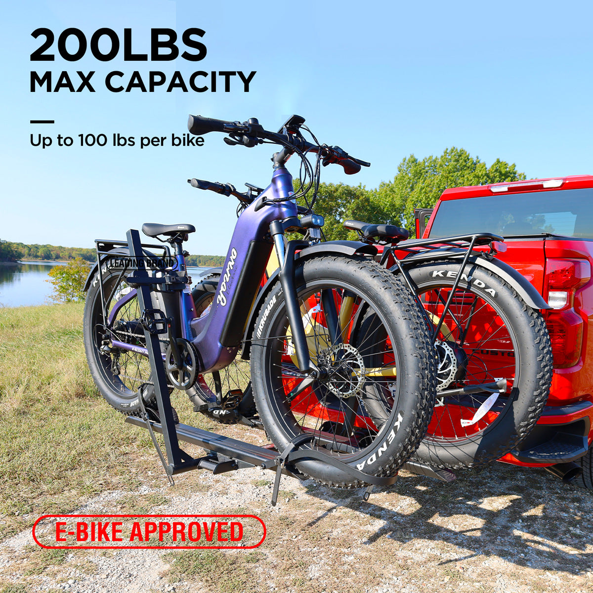 2-Bike Hitch E-Bike Rack, Easy Fold and Tilt