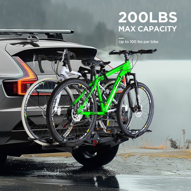 2-Bike Hitch Rack with Bike Lock, Foldable