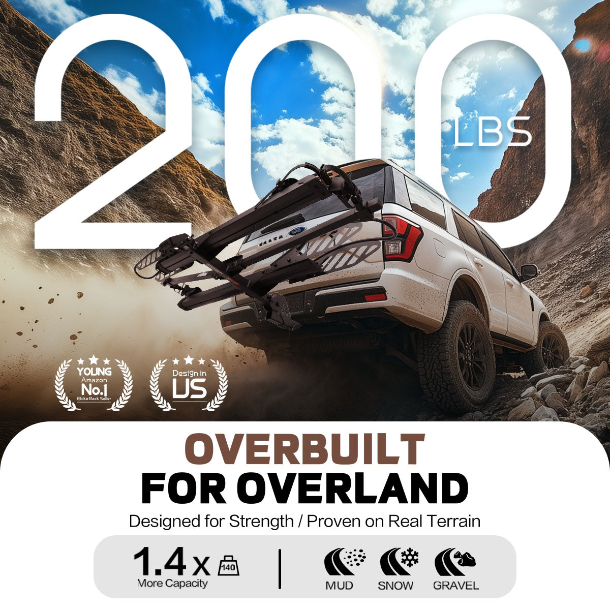 2-Bike Hitch E-Bike Rack, Easy Fold and Tilt, Heavy Duty