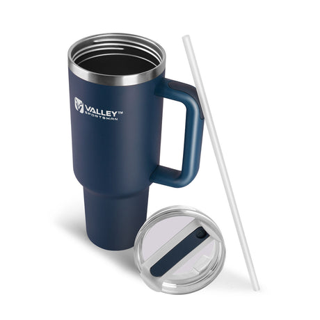 40oz Tumbler with Handle and Straw, Stainless Steel Leakproof Insulated Mug, Ocean Blue