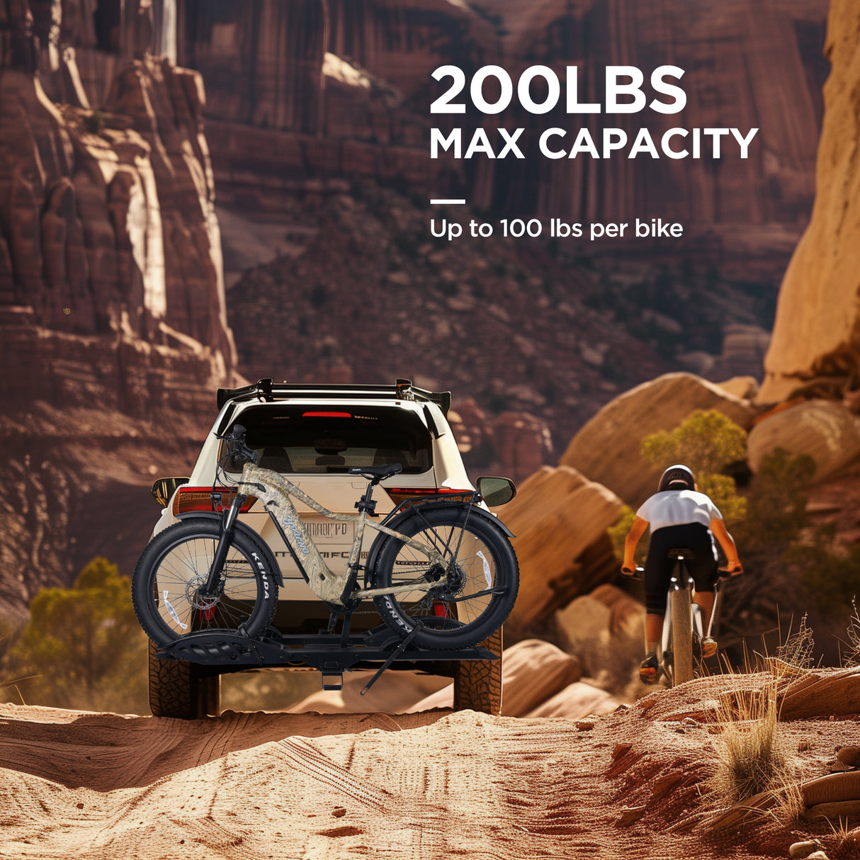 2-Bike Hitch E-Bike Rack with Ramp, Easy Fold and Tilt, Heavy Duty