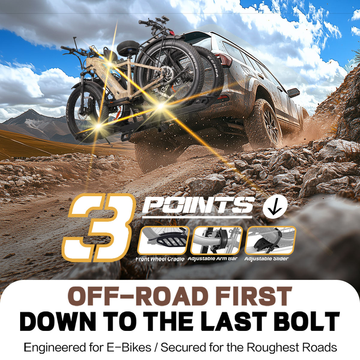 2-Bike Hitch E-Bike Rack, Easy Fold and Tilt, Heavy Duty