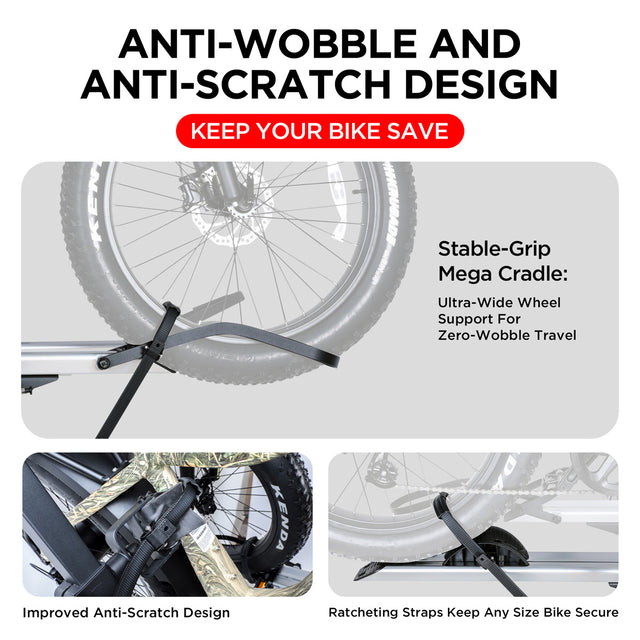 2-Bike Hitch E-Bike Rack, Easy Fold and Tilt, Silver Color