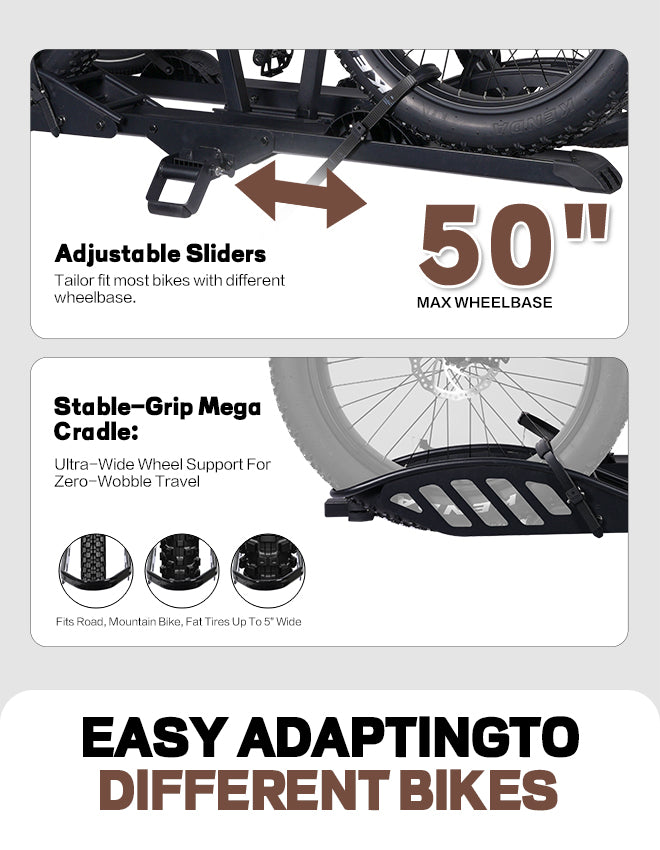 2-Bike Hitch E-Bike Rack, Easy Fold and Tilt, Heavy Duty