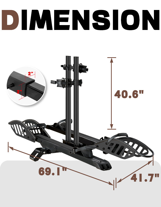 2-Bike Hitch E-Bike Rack, Easy Fold and Tilt, Heavy Duty with Lock