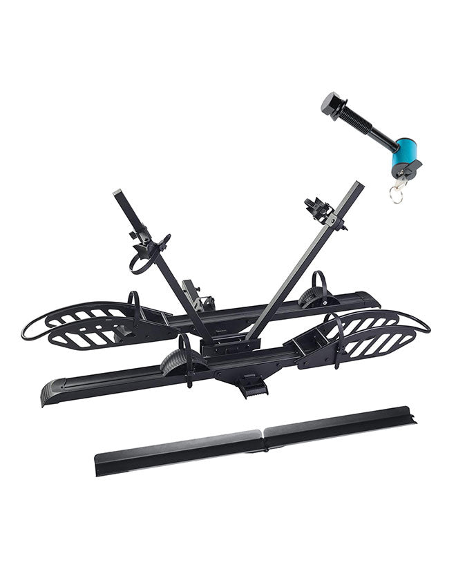 2-Bike Hitch E-Bike Rack, Easy Fold and Tilt, Heavy Duty with Ramp and Lock