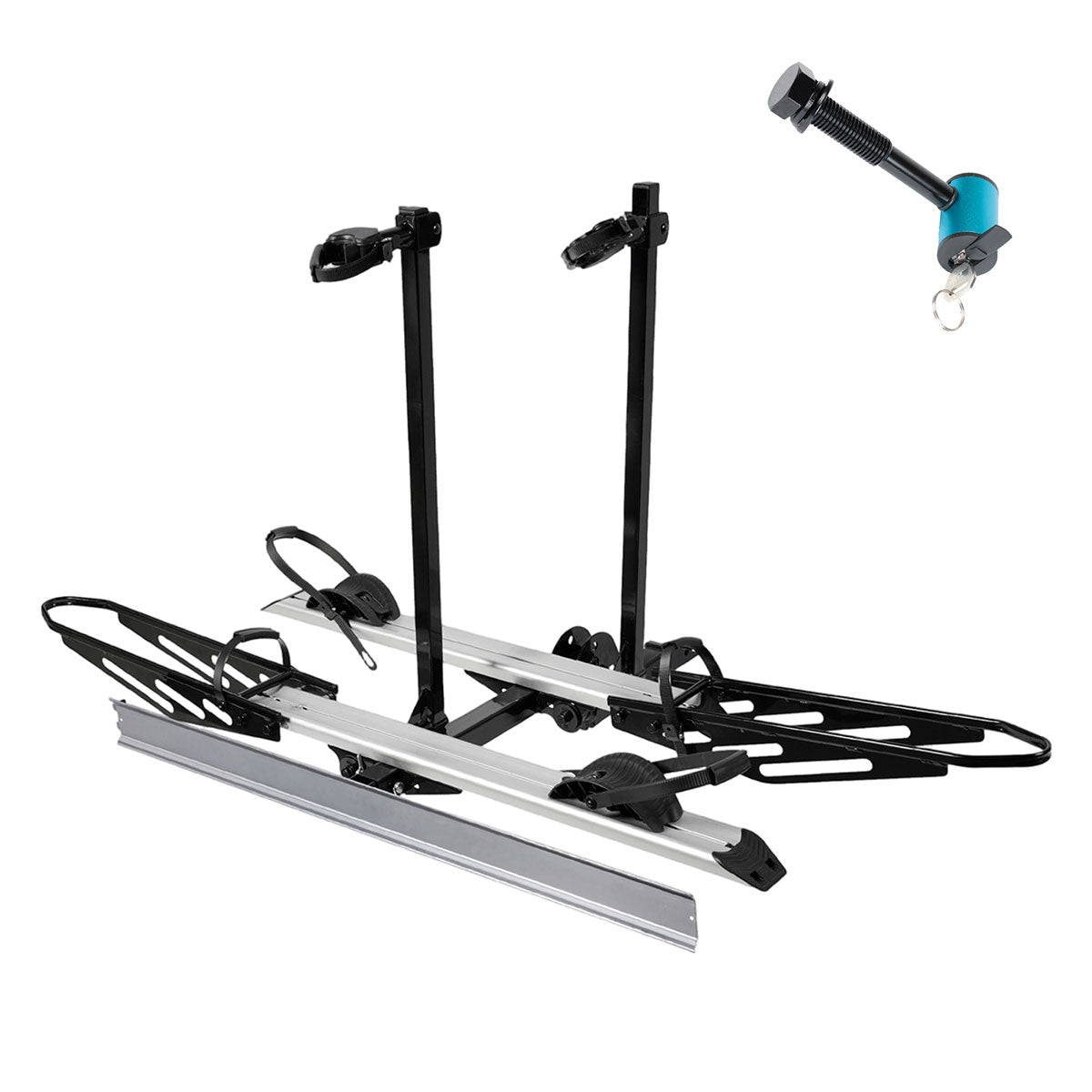 2-Bike Hitch E-Bike Rack with Ramp, Foldable with Lock