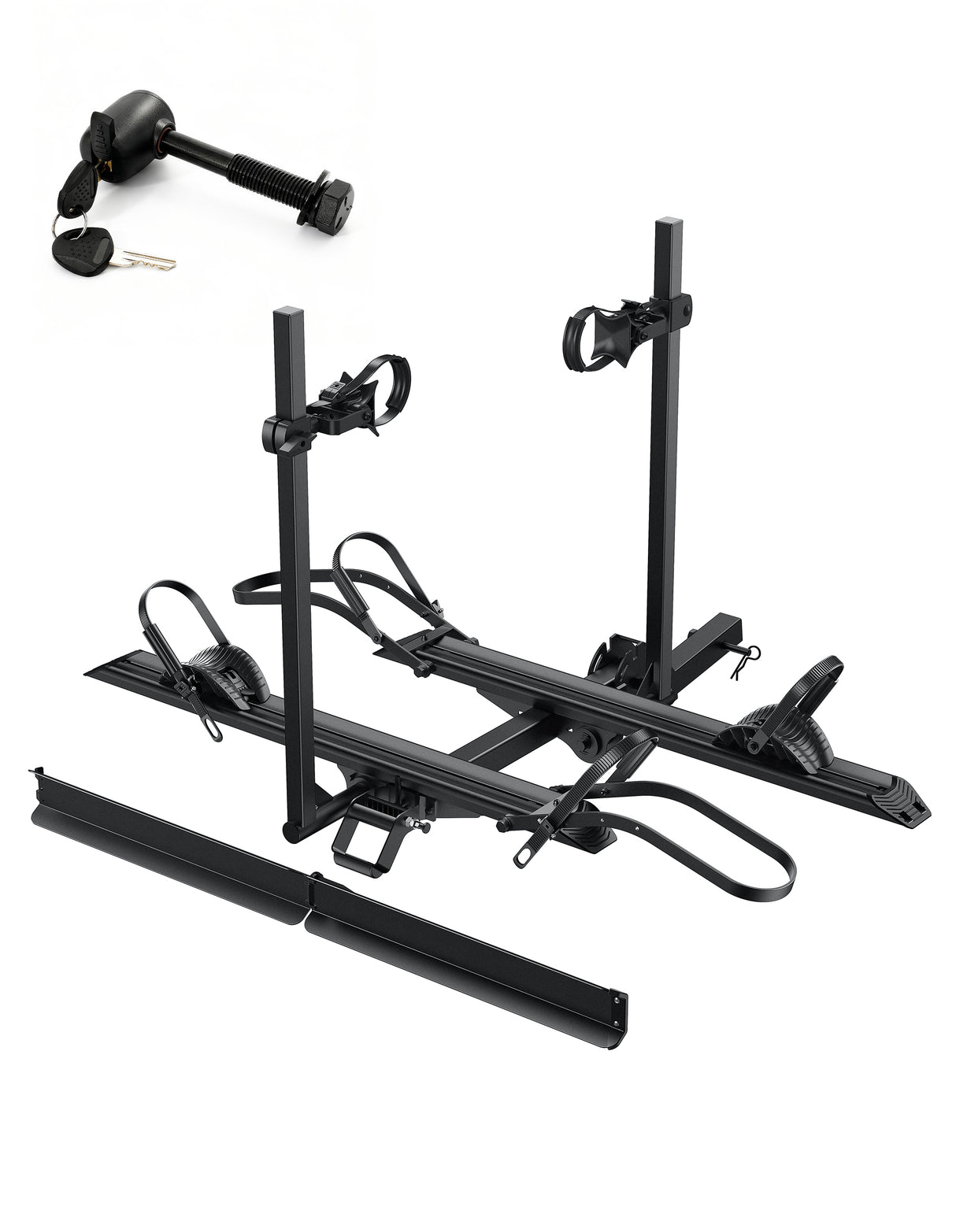 2-Bike Hitch E-Bike Rack with Ramp, Easy Fold and Tilt with Lock