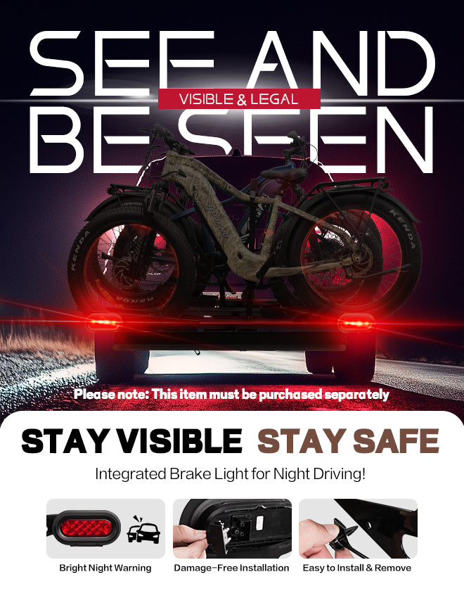 3-Bike Hitch E-Bike Rack with Ramp, Foldable