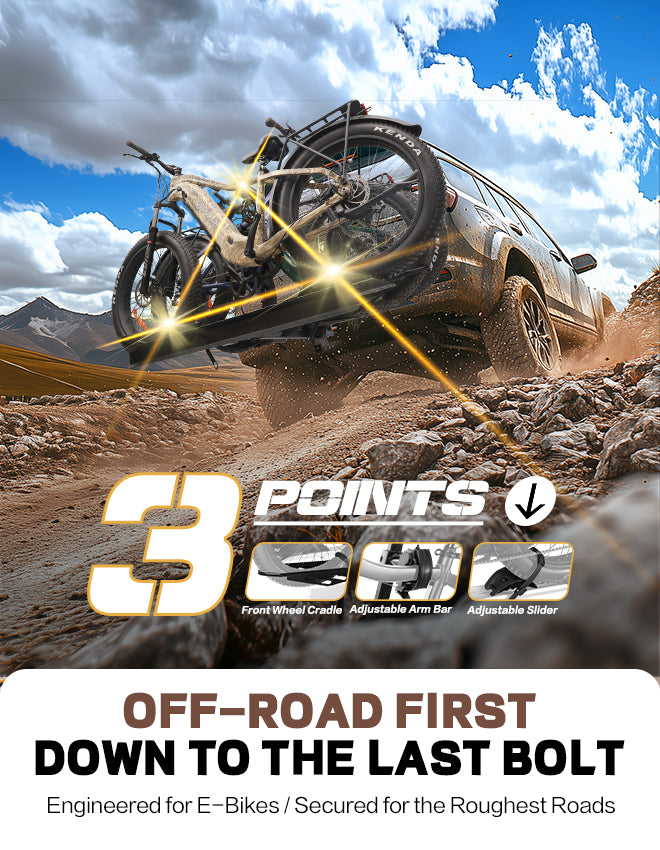 3-Bike Hitch E-Bike Rack with Ramp, Foldable