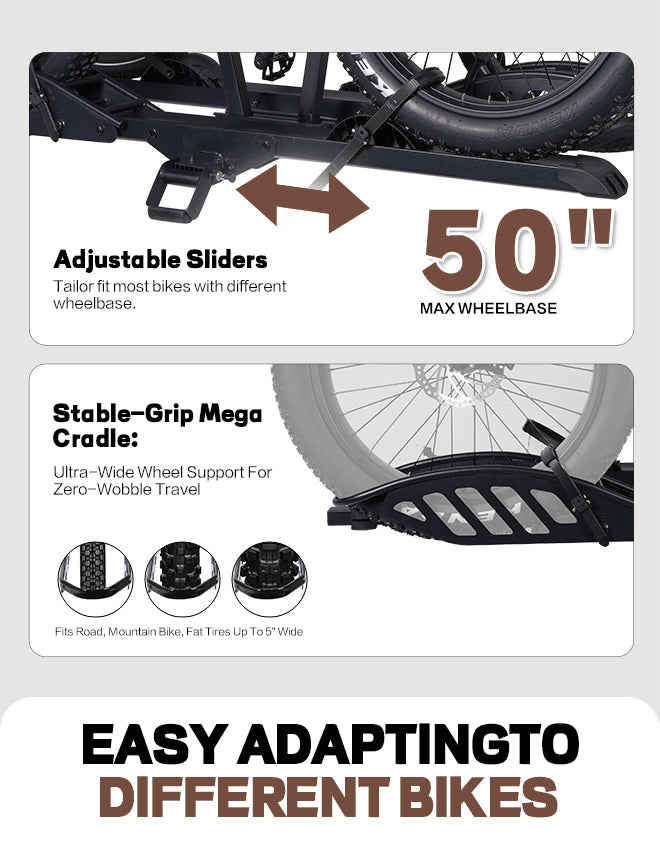 3-Bike Hitch E-Bike Rack with Ramp, Foldable