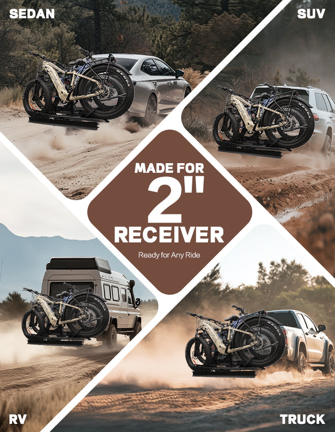 3-Bike Hitch E-Bike Rack with Ramp, Foldable