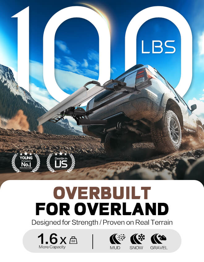 Single Hitch E-Bike Rack with Ramp, Foldable with Lock