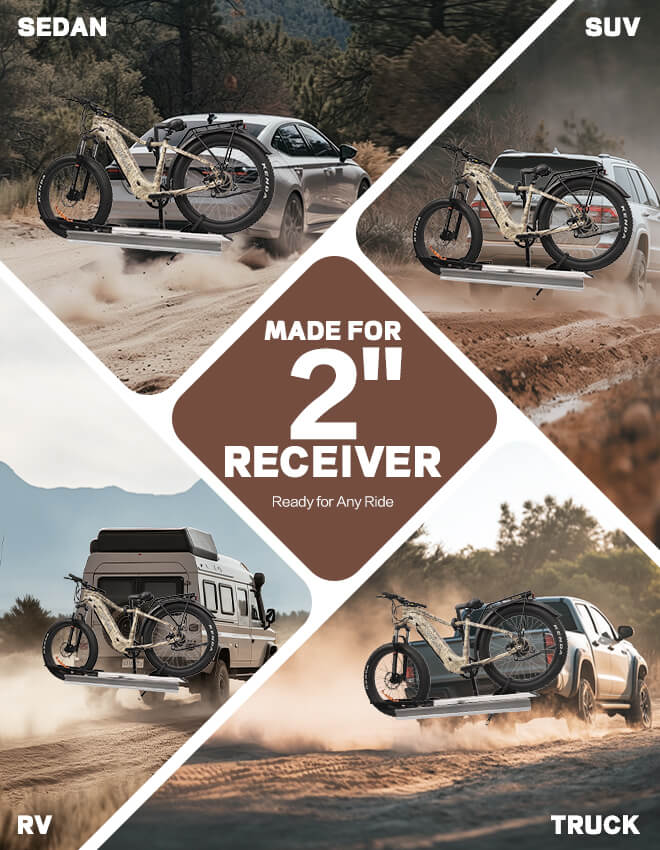 Single Hitch E-Bike Rack with Ramp, Foldable with Lock