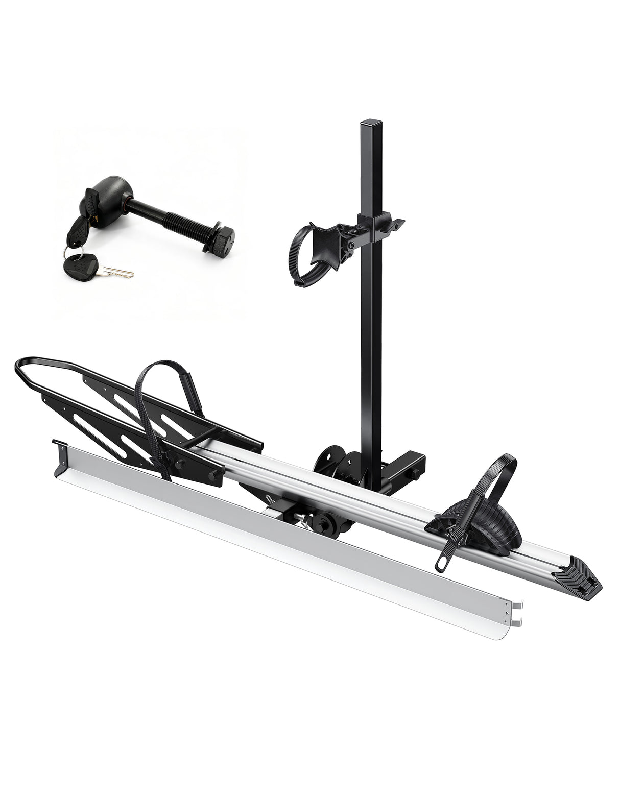 Single Hitch E-Bike Rack with Ramp, Foldable with Lock