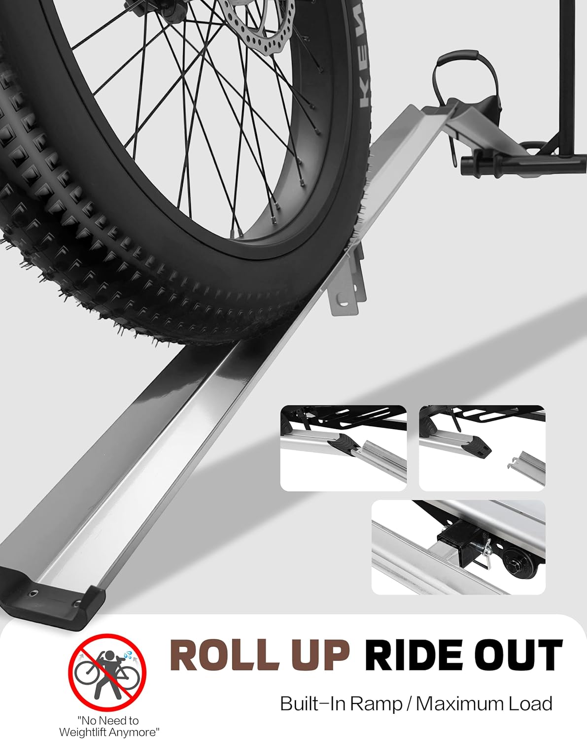 2-Bike Hitch E-Bike Rack with Ramp, Foldable, 200 LBS Capacity, Complete Rock Package with Lock, Cover