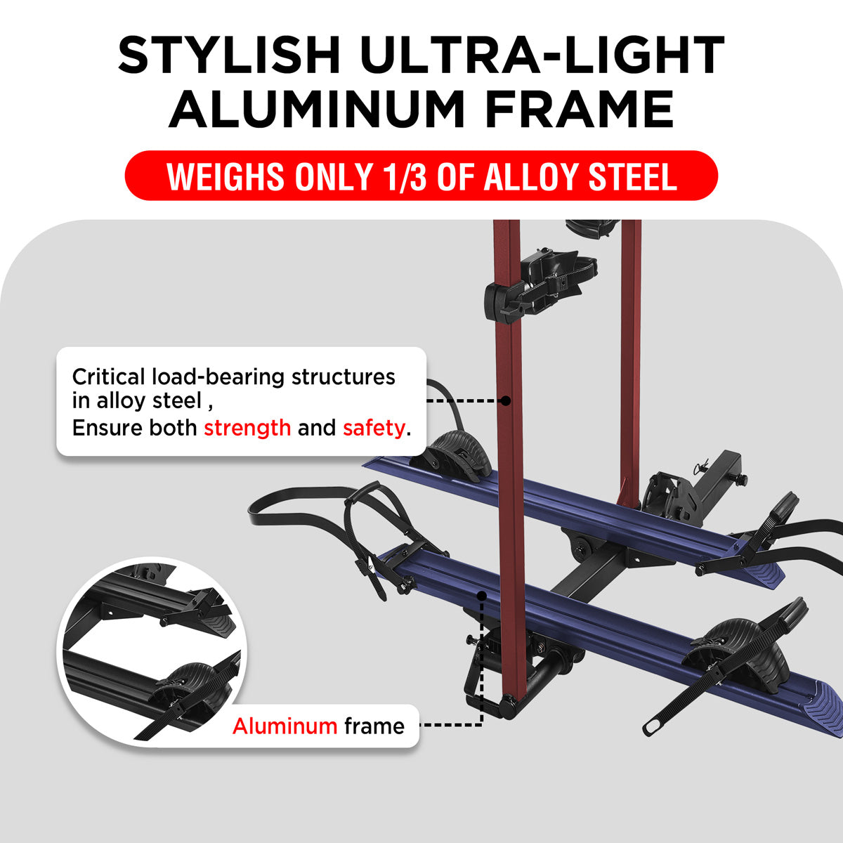 2-Bike Hitch E-Bike Rack, Easy Fold and Tilt
