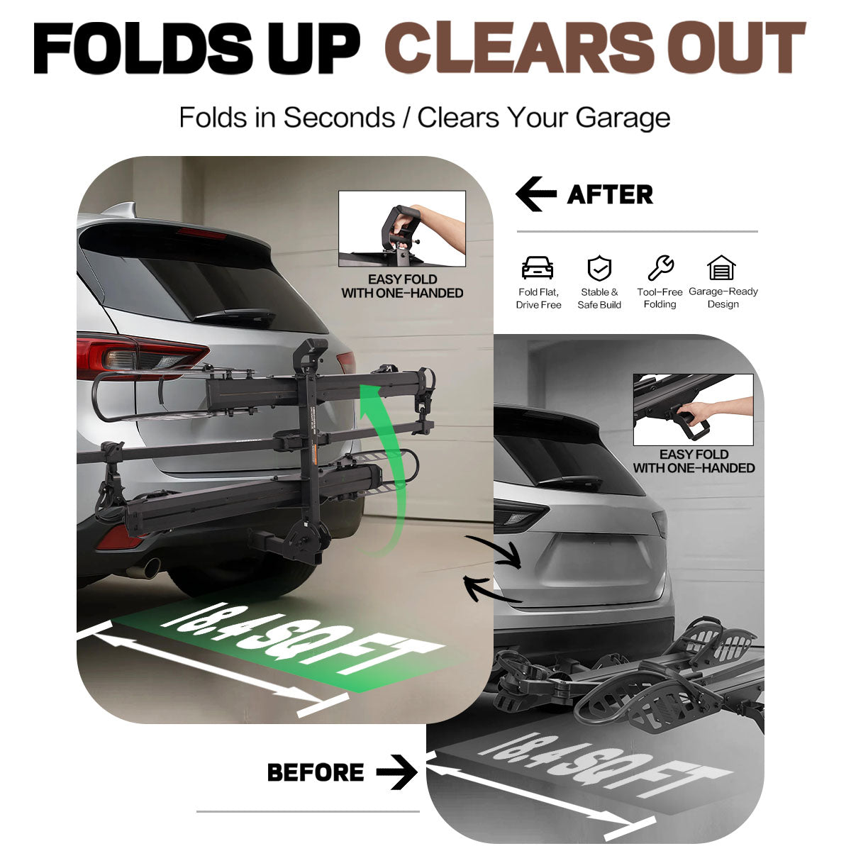 2-Bike Hitch E-Bike Rack, Easy Fold and Tilt, Heavy Duty