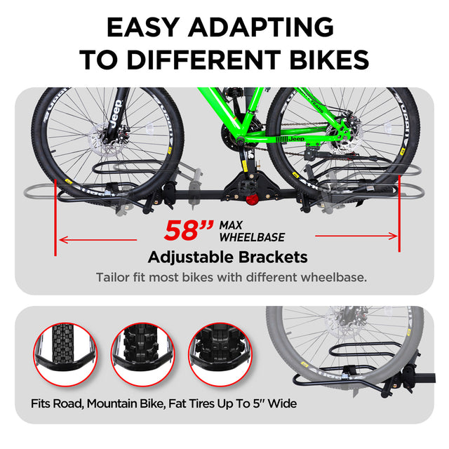 2-Bike Hitch Rack with Bike Lock, Foldable