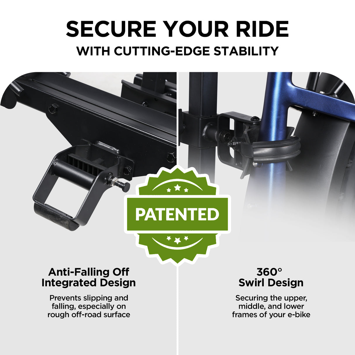 2-Bike Hitch E-Bike Rack with Ramp, Easy Fold and Tilt, Heavy Duty