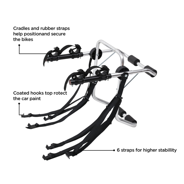 2-Bike Trunk Mount Rack, 70 LBS Capacity
