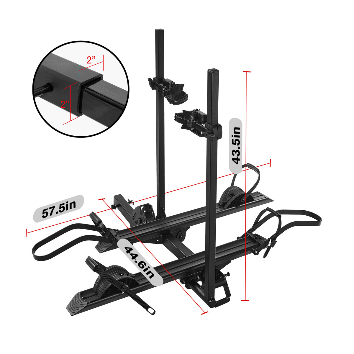 2-Bike Hitch E-Bike Rack, Easy Fold and Tilt