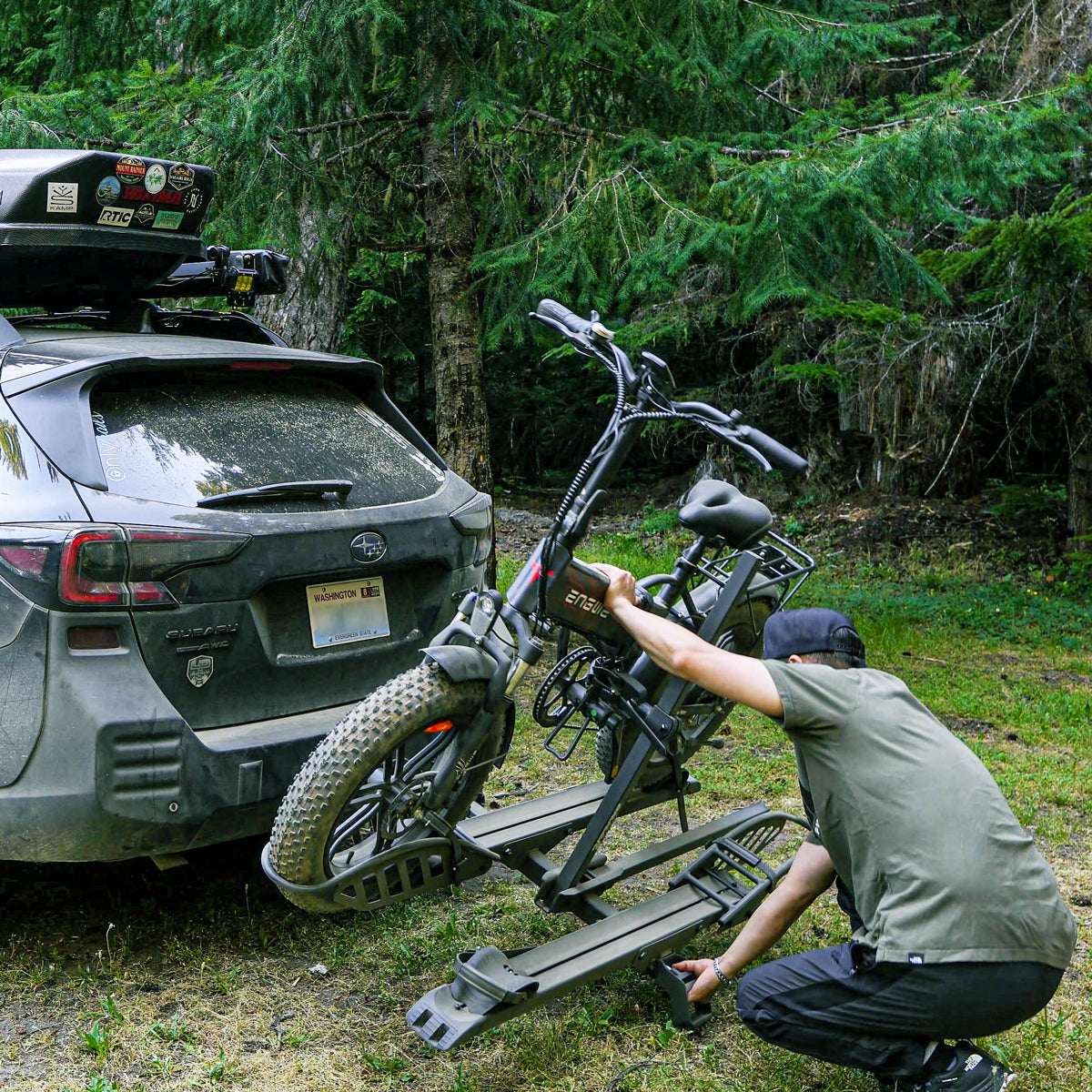 2-Bike Hitch E-Bike Rack, Easy Fold and Tilt