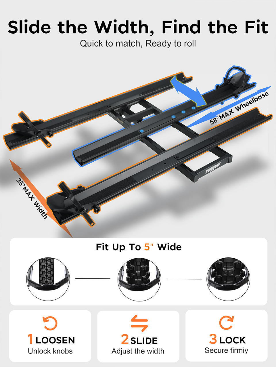 Etrike Hitch Rack — 200lbs Capacity, 2" Receiver, Adjustable Carrier for Adult Electric, Fat Tire & Folding Tricycles, Fits Cars, SUVs, Trucks & RVs