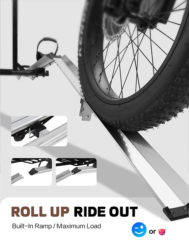 2-Bike Hitch E-Bike Rack with Ramp, Foldable