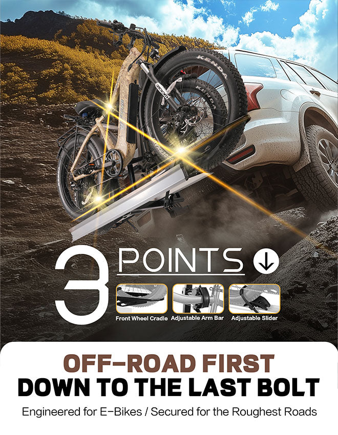 2-Bike Hitch E-Bike Rack with Ramp, Foldable