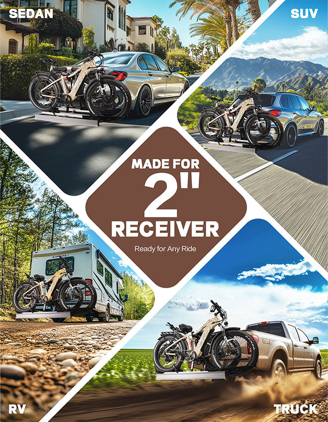 2-Bike Hitch E-Bike Rack with Ramp, Foldable