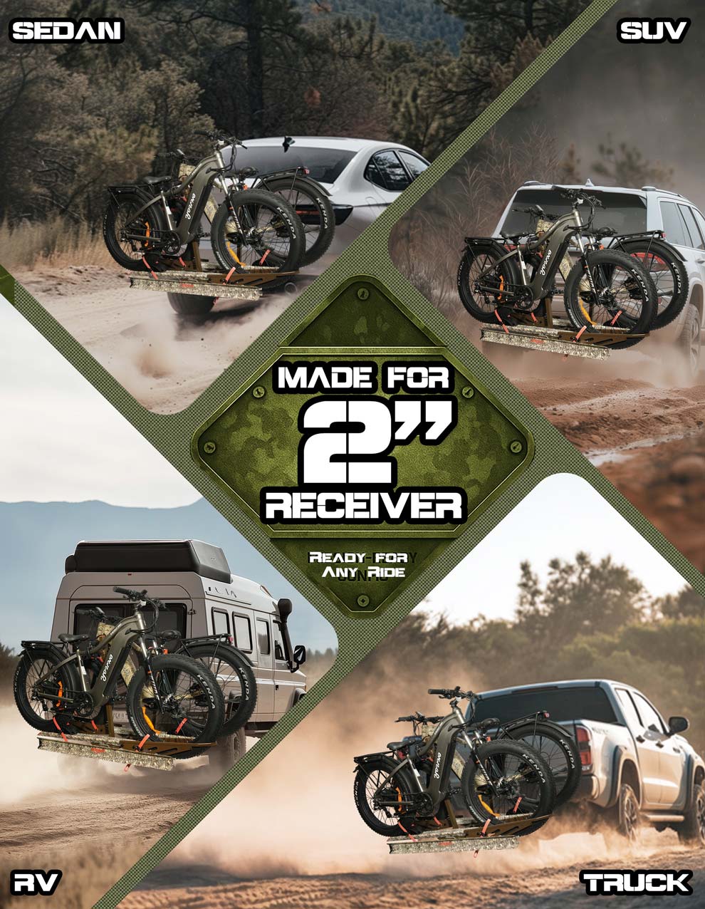 Camo 2-Bike Hitch E-Bike Rack with Ramp