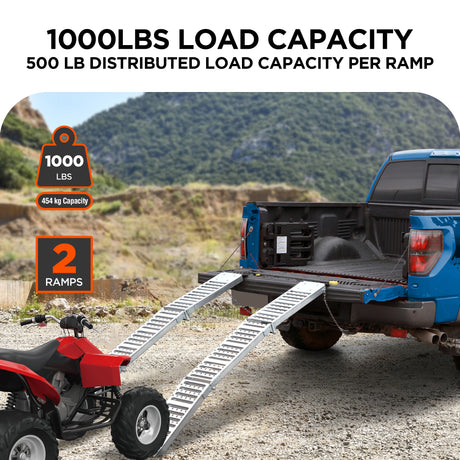 HEAVY-DUTY TRI-FOLD STEEL RAMPS FOR ATVS AND BIKES, 1000 LOAD CAPACITY