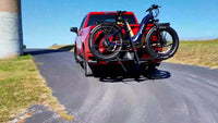 2-Bike Hitch Electric Bike Rack, Folding Fat Tire E-Bike Carrier, 200 LBS Capacity, Fits 2'' Receiver, Anti-falloff 360° Swirl Structure