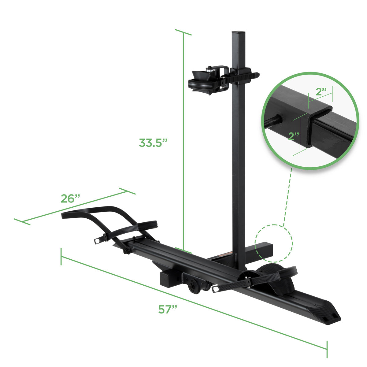 1-Bike Hitch E-bike Rack, Lightweight Single Electric Bike Carrier, 100 LBS Capacity, Fits 2'' Receiver