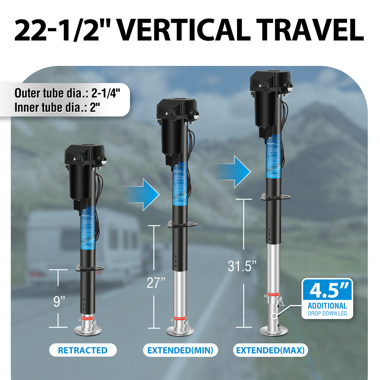 22-1/2" Vertical Travel