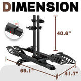2-Bike Hitch E-Bike Rack, Easy Fold and Tilt, Heavy Duty