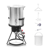 30 Qt. Turkey Deep Fryer Pot, Outdoor Turkey Boiler With Drain Spout & Propane Burner