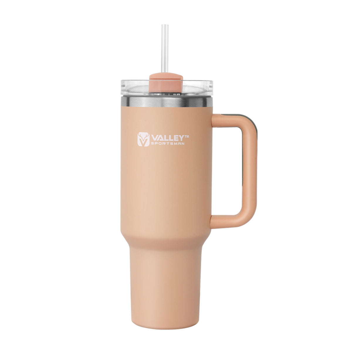 40oz Tumbler with Handle and Straw, Stainless Steel Leakproof Insulated Mug, Beige Rose