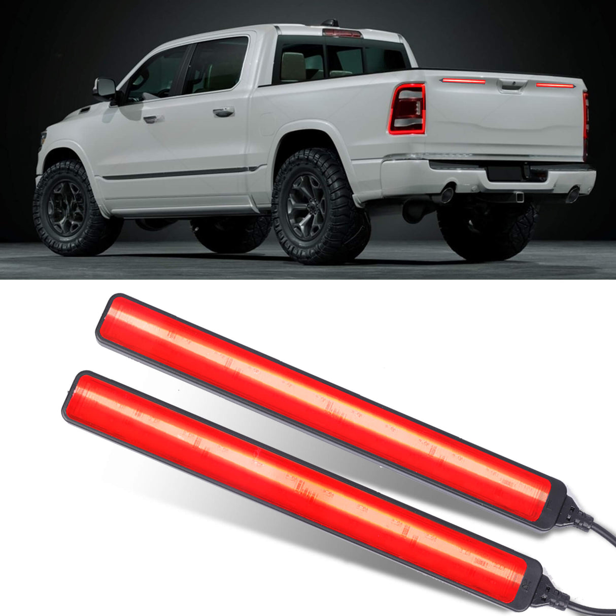 Automotive Red LED Light Strips for Hitch Cargo Carriers & Bike Racks