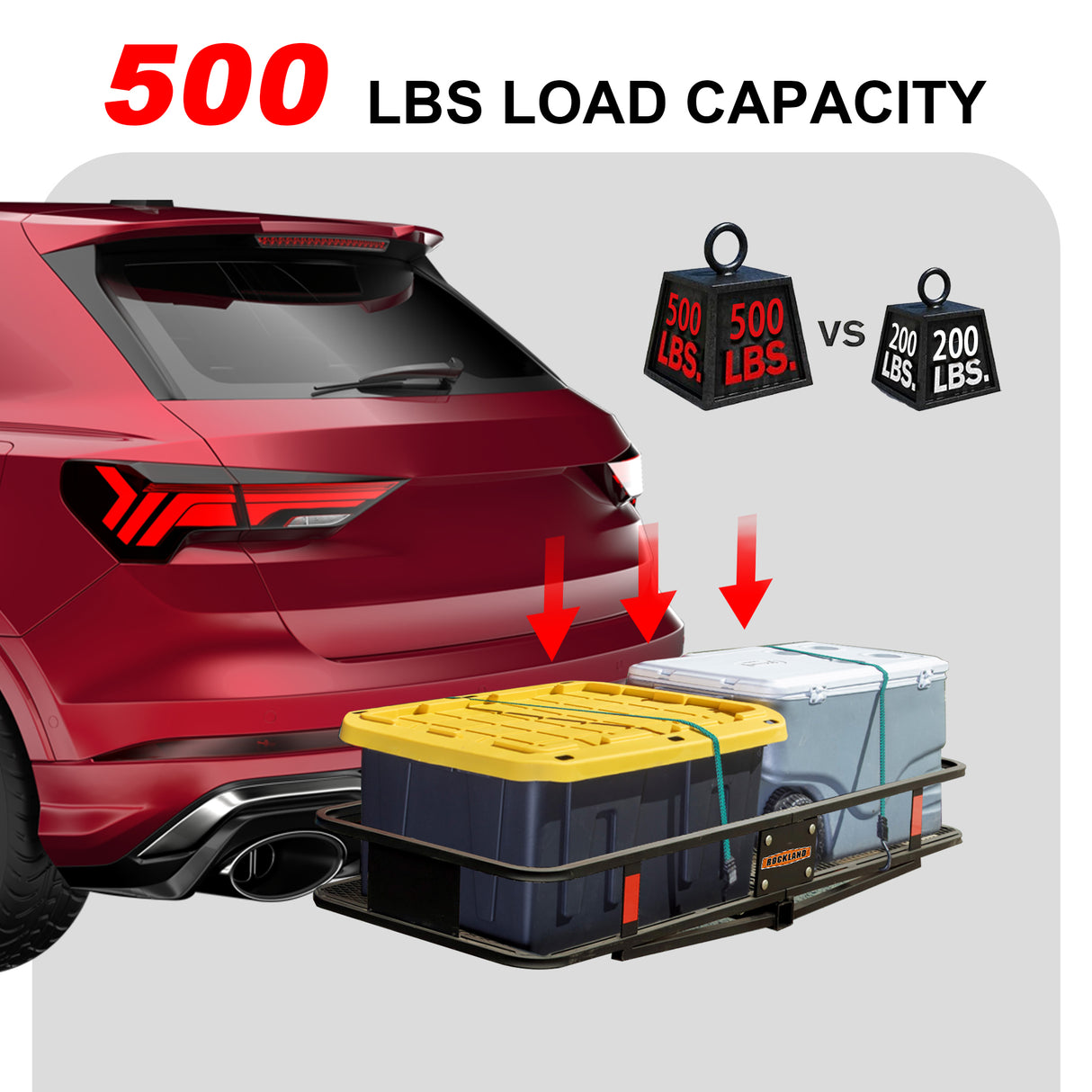 500 LB Foldable Hitch Cargo Carrier, Heavy Duty Luggage Basket, 60'' x 20'', Fits 2'' Receiver