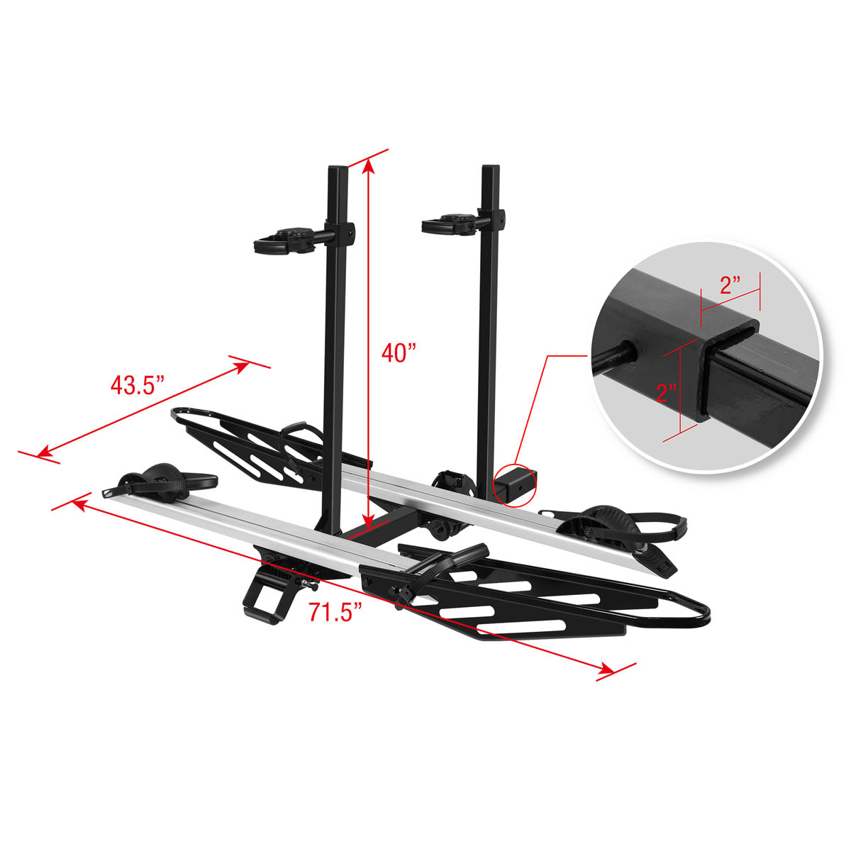 2-Bike E-bike Hitch Rack, EZ-FOLD Fat Tire Electric Bike Carrier, 200 ...