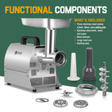 #8 300W Electric Meat Grinder, 1/2 HP Stainless Steel Meat Mincer, with Versatile Grinding Plates, Sausage Stuffer Maker