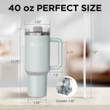 40oz Tumbler with Handle and Straw, Stainless Steel Leakproof Insulated Mug, Sand Beige