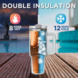 40oz Tumbler with Handle and Straw, Stainless Steel Leakproof Insulated Mug, Sand Beige