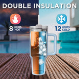 40oz Tumbler with Handle and Straw, Stainless Steel Leakproof Insulated Mug, Quencher