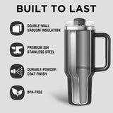 40oz Tumbler with Handle and Straw, Stainless Steel Leakproof Insulated Mug, Black