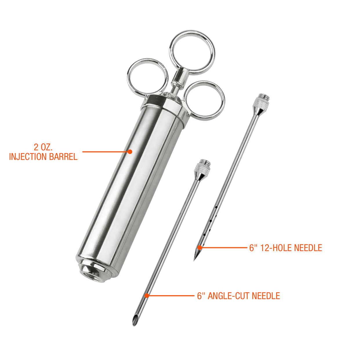 Stainless Steel 2 oz Turkey Injector, Heavy-Duty Meat Injector for Marinades and Juices, Perfect for Roasts and BBQ